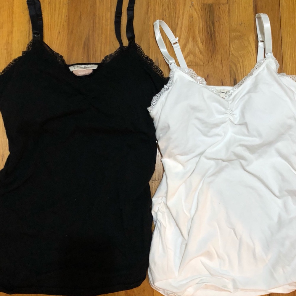 2 Jessica Simpson Lace Trimmed Nursing Tanks